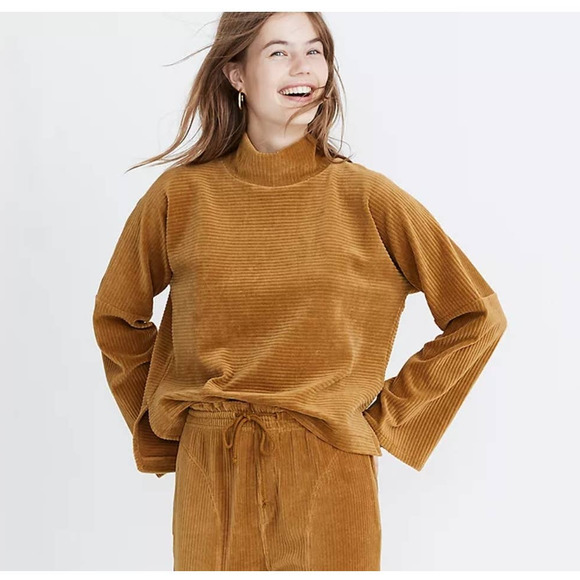 Madewell Top Turtleneck Long Sleeves Fall Velour Corduroy Mockneck XXS AE617 - Picture 5 of 11